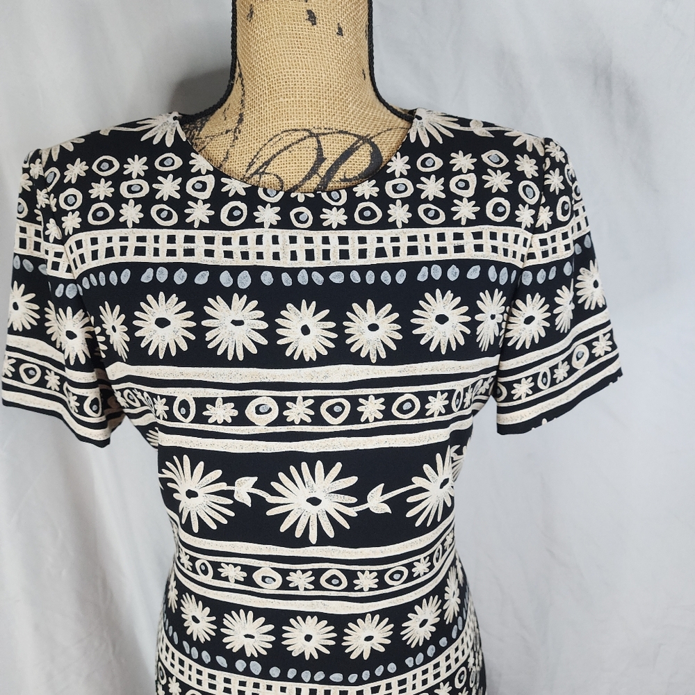Vtg 90s LIZ CLAIBORNE Size 8 Floral Power Dressing Short Sleeve Sheath Dress EUC - Picture 3 of 10